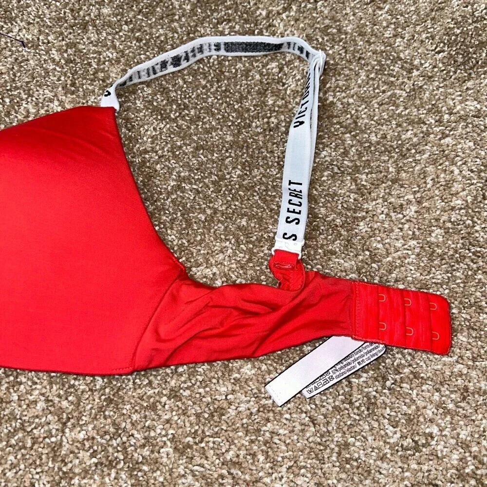 Victoria's Secret bra red padded no underwire comfort SZ 34D